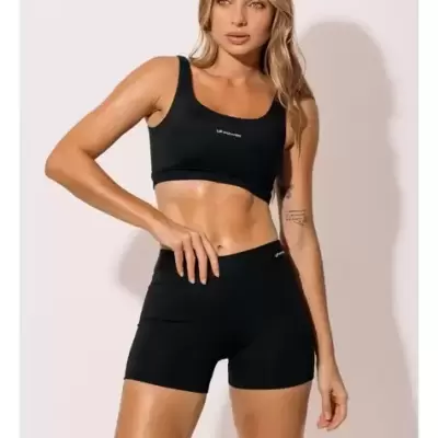 Conjunto Feminino Fitness Poliamida Shorts e Top Básico P